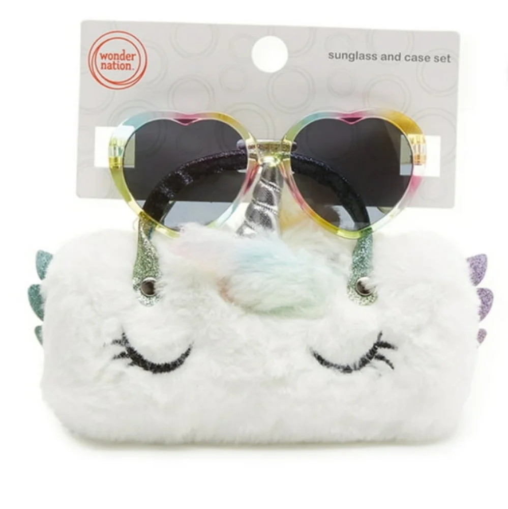 Wonder Nation Kids Heart Sunglasses With Unicorn Carrying Case